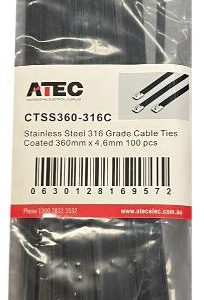 SS 316 Grade Cable Ties 200mm x 4.6mm Coated Black