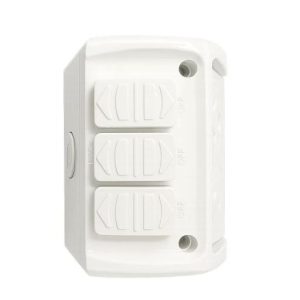 Weatherproof double switch socket with extra switch